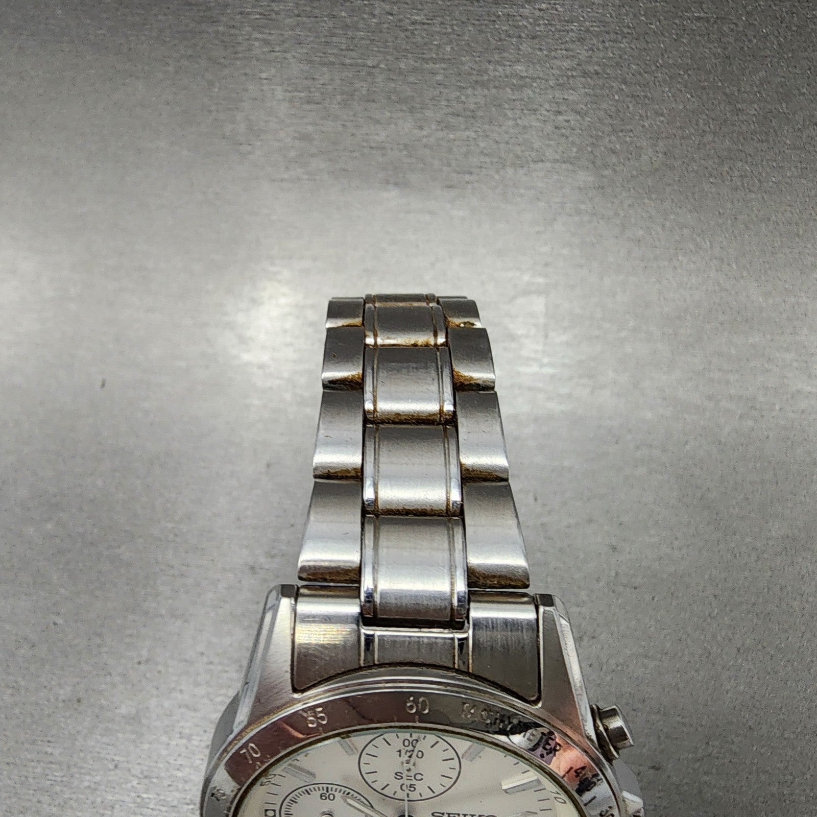 Seiko Chronograph Watch Men 39mm White Dial Silver Tone Date 7t920dw0 New Batt4