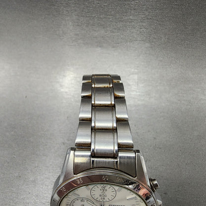 Seiko Chronograph Watch Men 39mm White Dial Silver Tone Date 7t920dw0 New Batt4