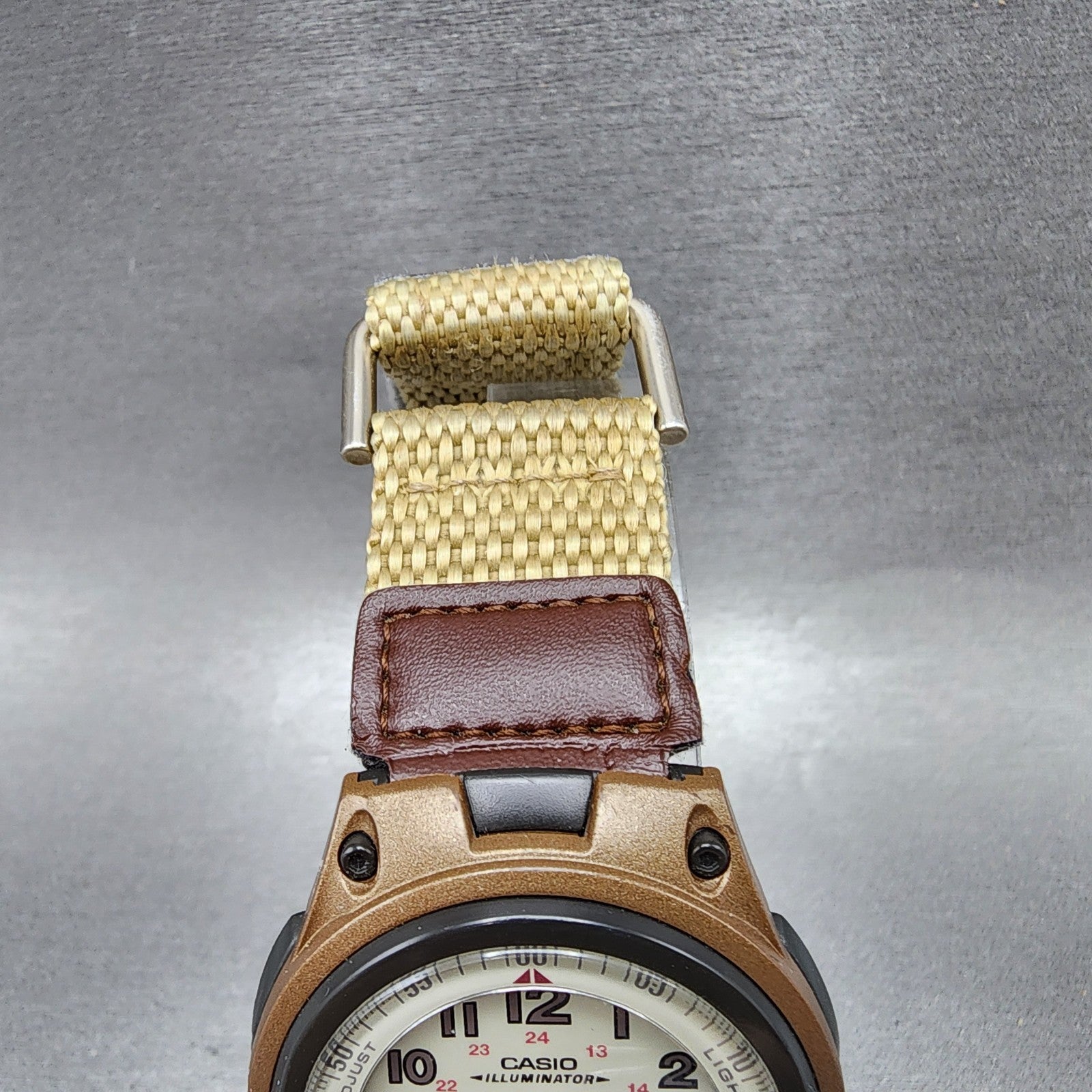 Casio Illuminator Watch Men 40mm Analog Digital Cream Dial Brown Case New Batt4