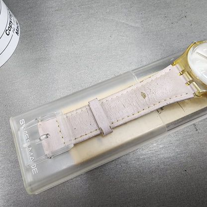 Swatch Pink Lady Watch Women 34mm Silver Dial Clear Date Round GP401 New Battery6