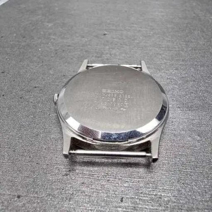 Seiko Watch Men 32mm Silver Dial Silver Tone Daydate Round 7123-7090 PARTS VTG14