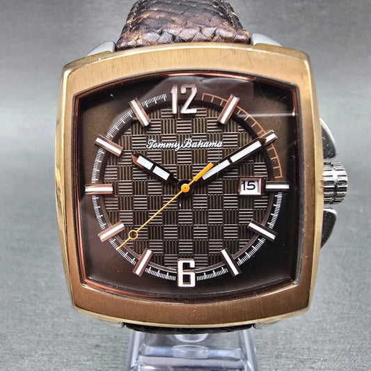 Tommy Bahama Maui Roadster Watch Men 42mm Brown Dial Rose Gold Tone Date New Bat0