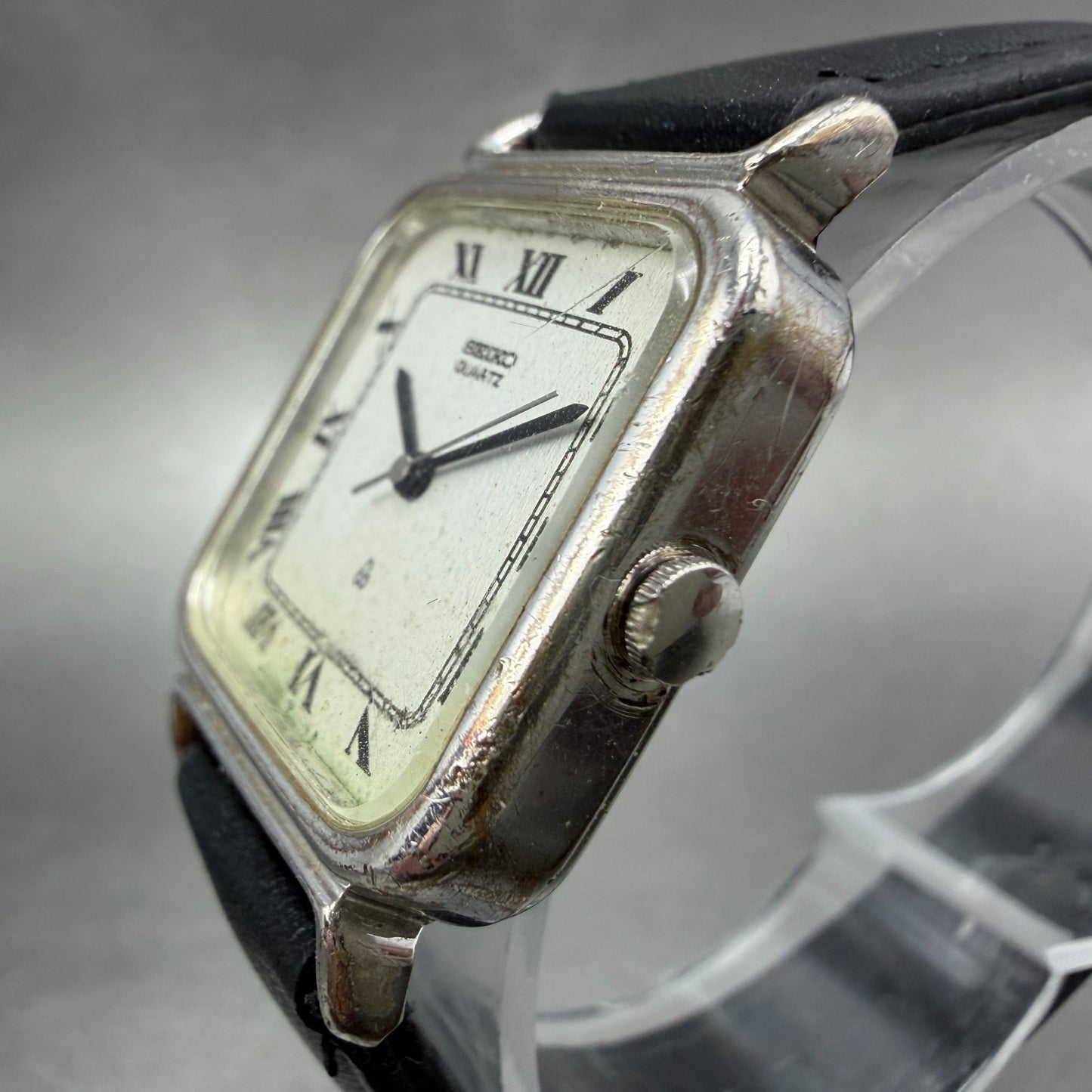 Seiko Watch Women 24mm Silver Dial Silver Tone Rectangle 2621-5140 New Battery2