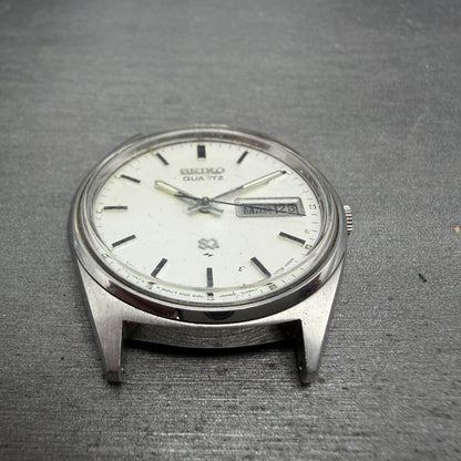 Seiko SQ Watch Men 35mm Silver Dial Silver Tone Daydate Round 7123-8429 PARTS3