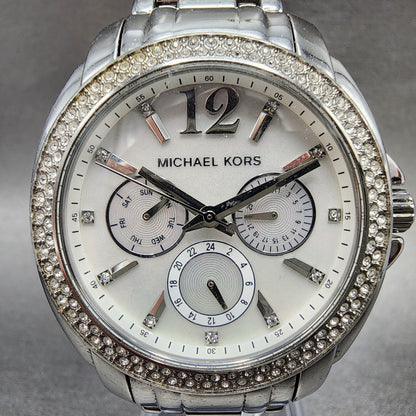 Michael Kors Cameron Watch Women 38mm MOP Dial Steel Daydate Round New battery1