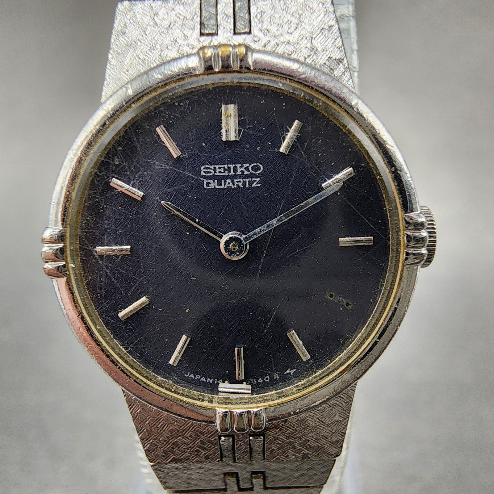 Seiko Watch Women 20mm Black Dial Silver Tone Round 14000250 New Battery READ!!1