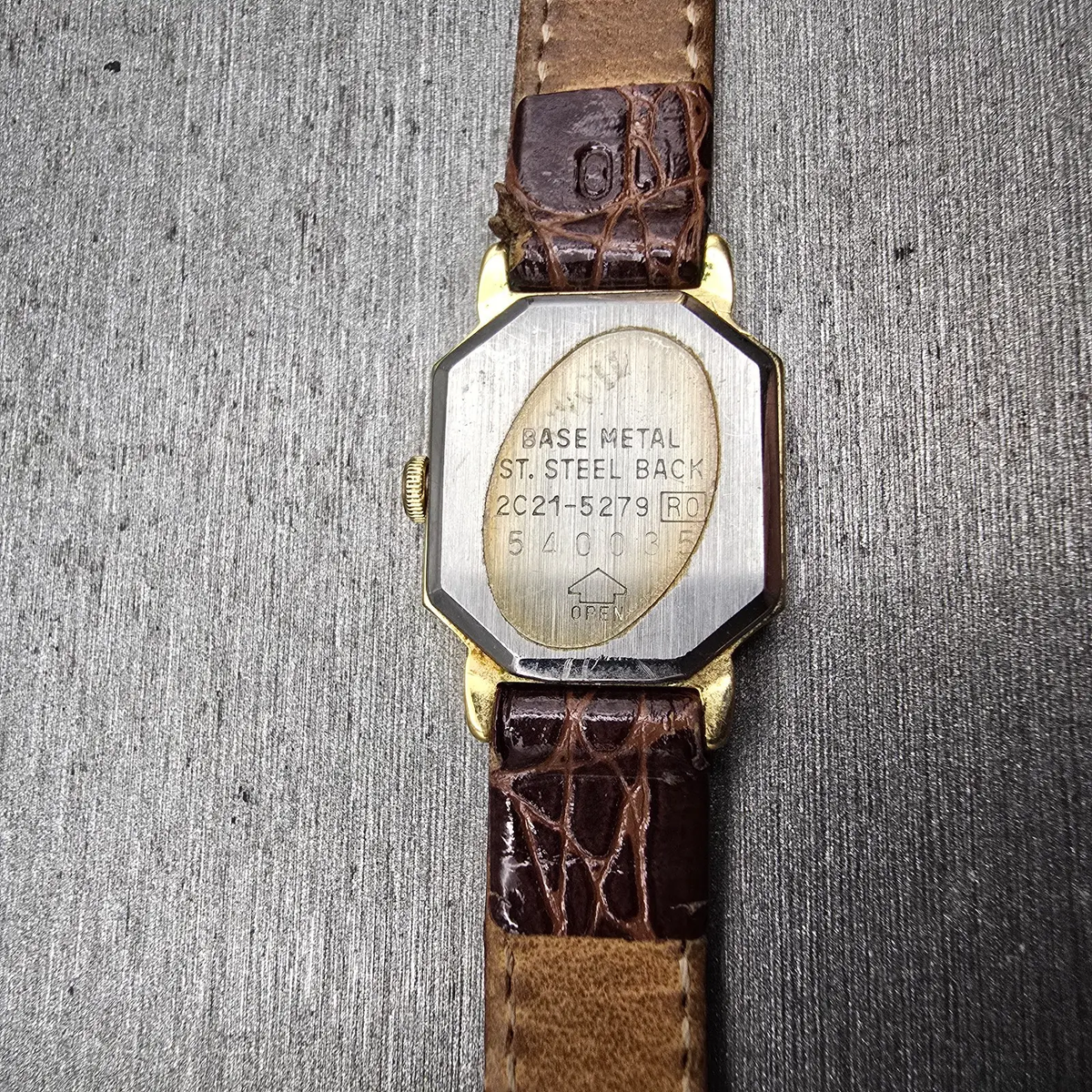 Seiko TankWatch Women 17mm Gray Dial Gold Tone Octagon 2C21-5279 New Battery VTG10