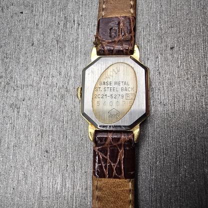 Seiko TankWatch Women 17mm Gray Dial Gold Tone Octagon 2C21-5279 New Battery VTG10