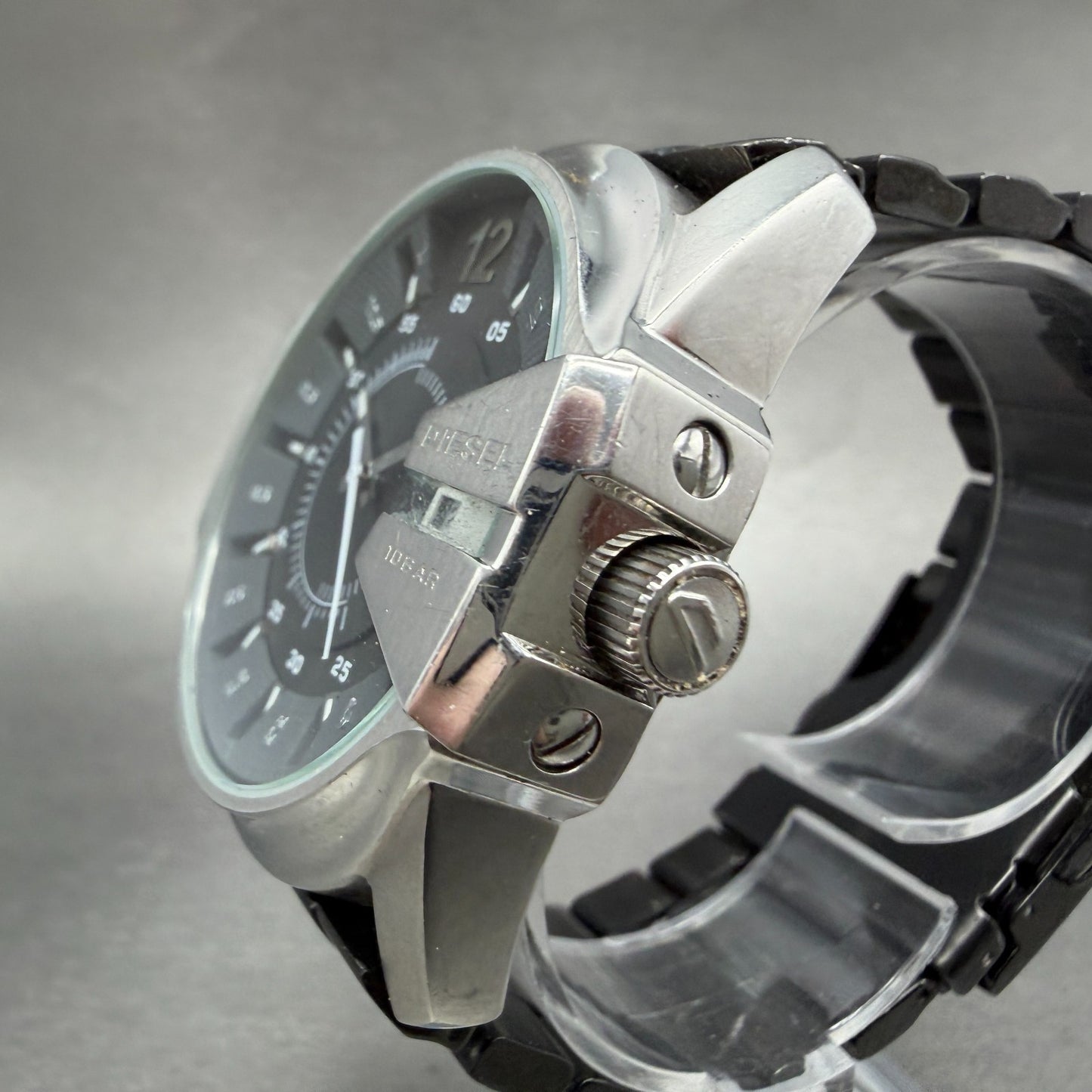 Diesel Watch Men 45mm Black Dial Steel Date Round DZ1206 New Battery2