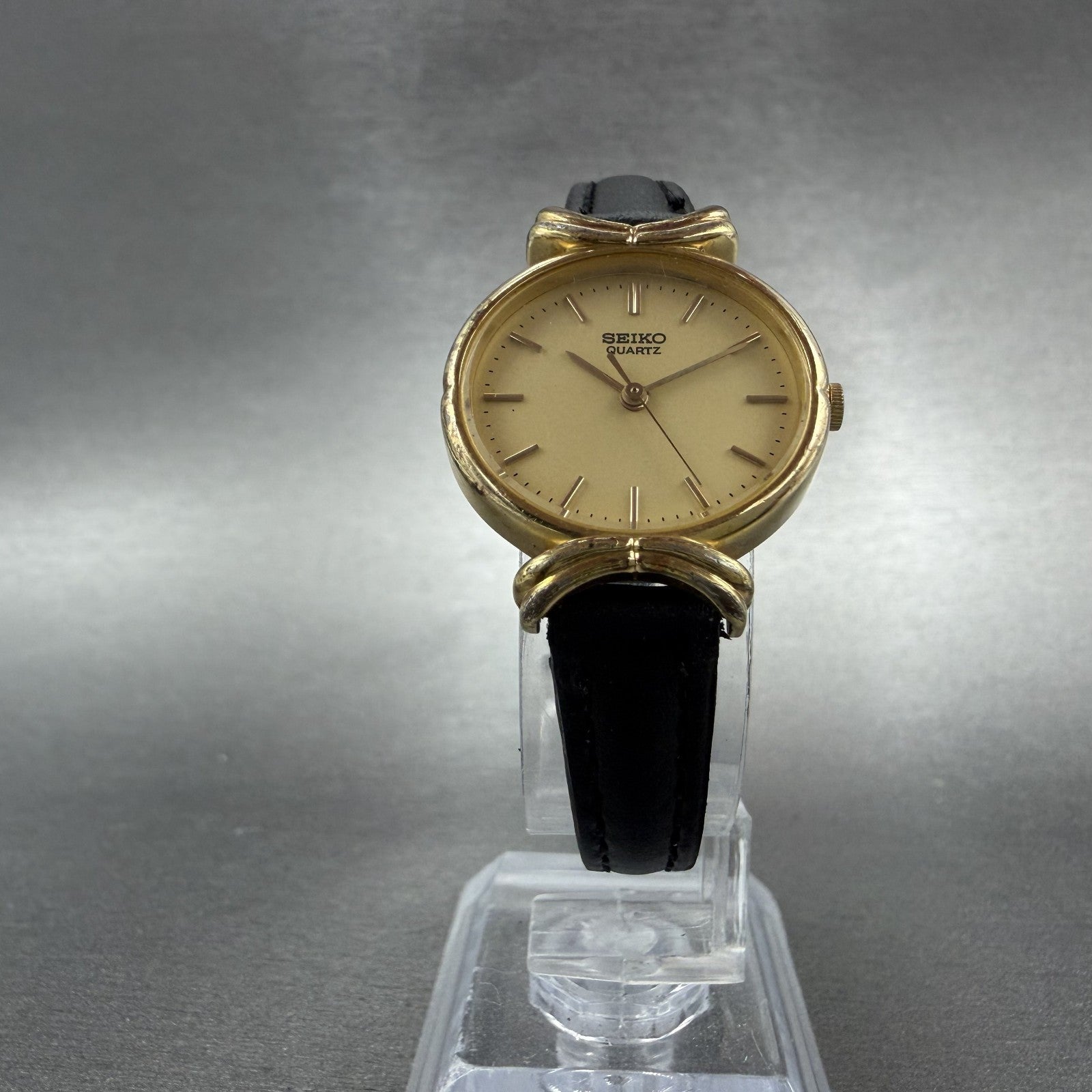 Seiko Watch Women 24mm Champagne Dial Gold Tone Oval 3421-5150 New Battery5