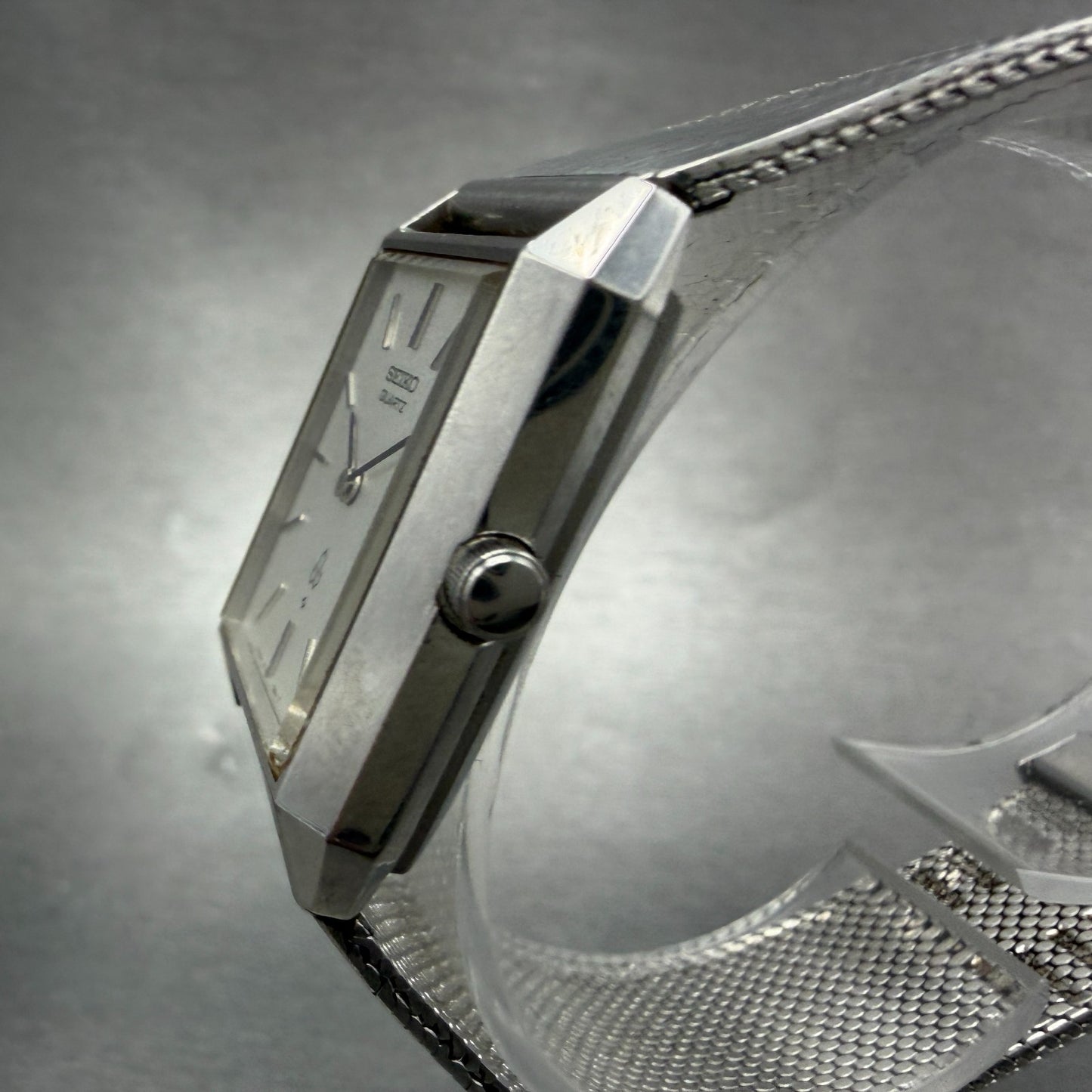Seiko Tank Watch Women 23mm Silver Dial Silver Tone Rectangle 4130-5010 New Batt2