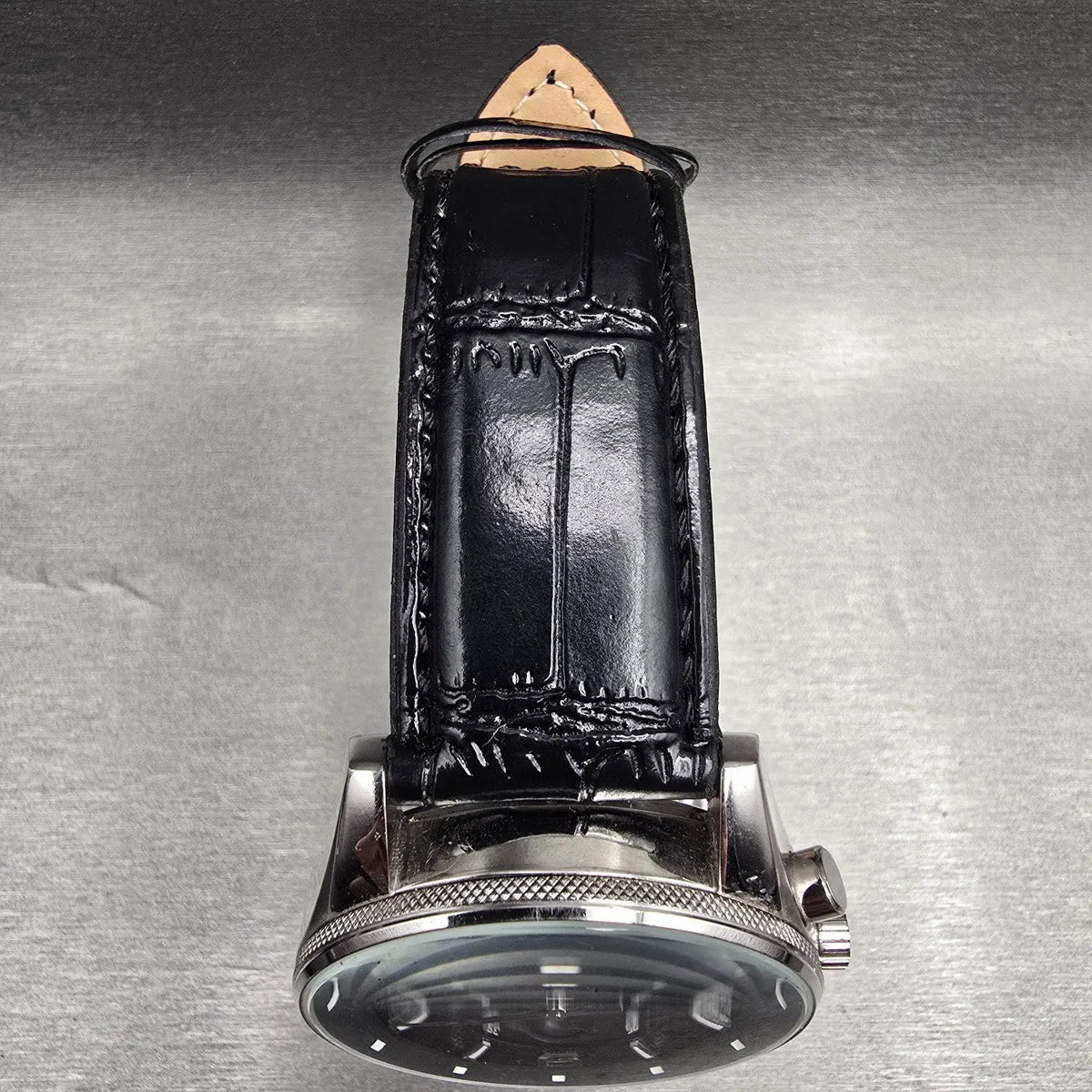 Fossil Chronograph Watch Men 46mm Black Dial Silver Tone Date FS-4387 New Batt4