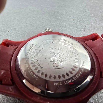 Invicta Angel Dive Watch Women 39mm White Dial Red Tone Date 1215 New Battery9