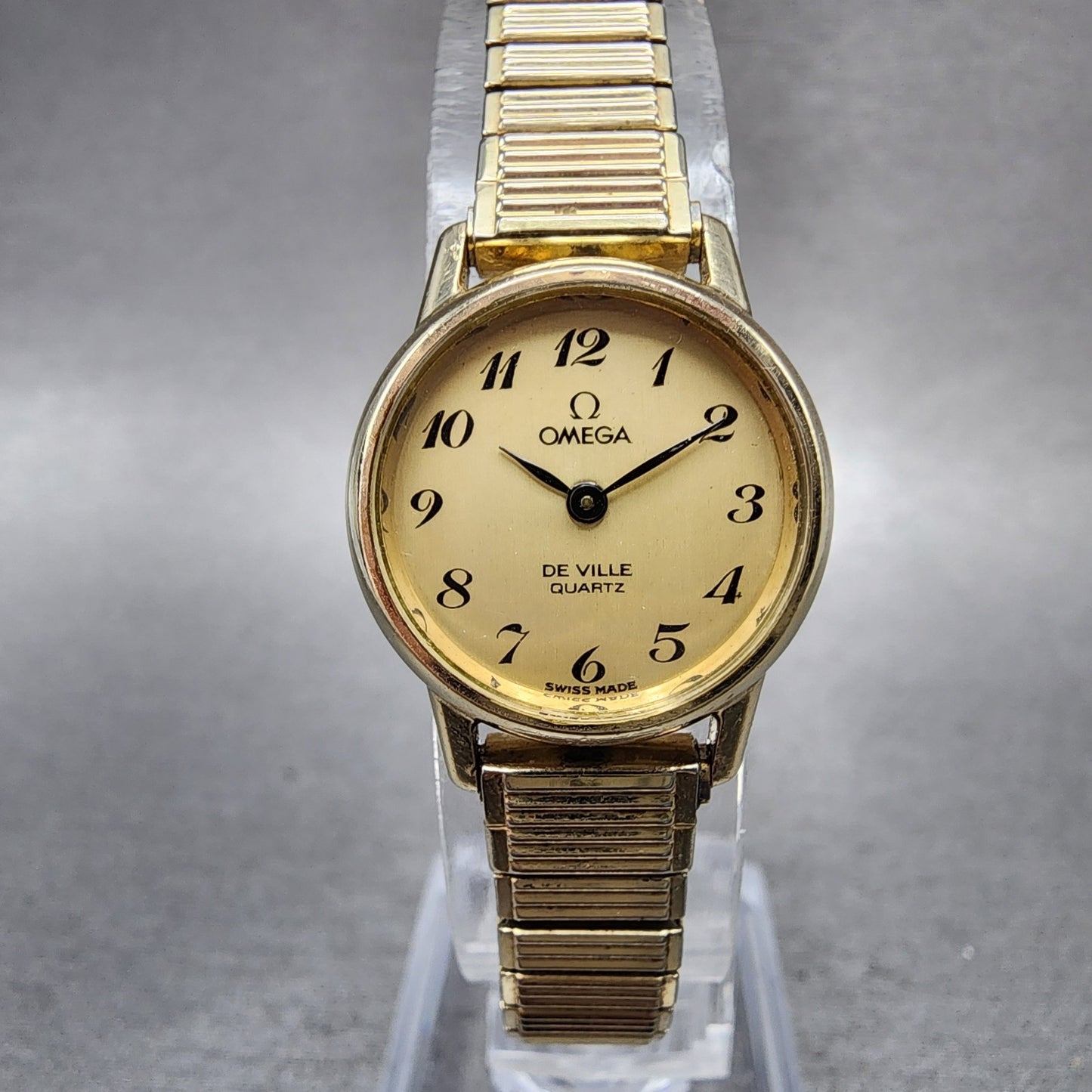 Omega De Ville Watch Women 20mm Gold Dial 10K Gold Filled Round 5910040 New bat0