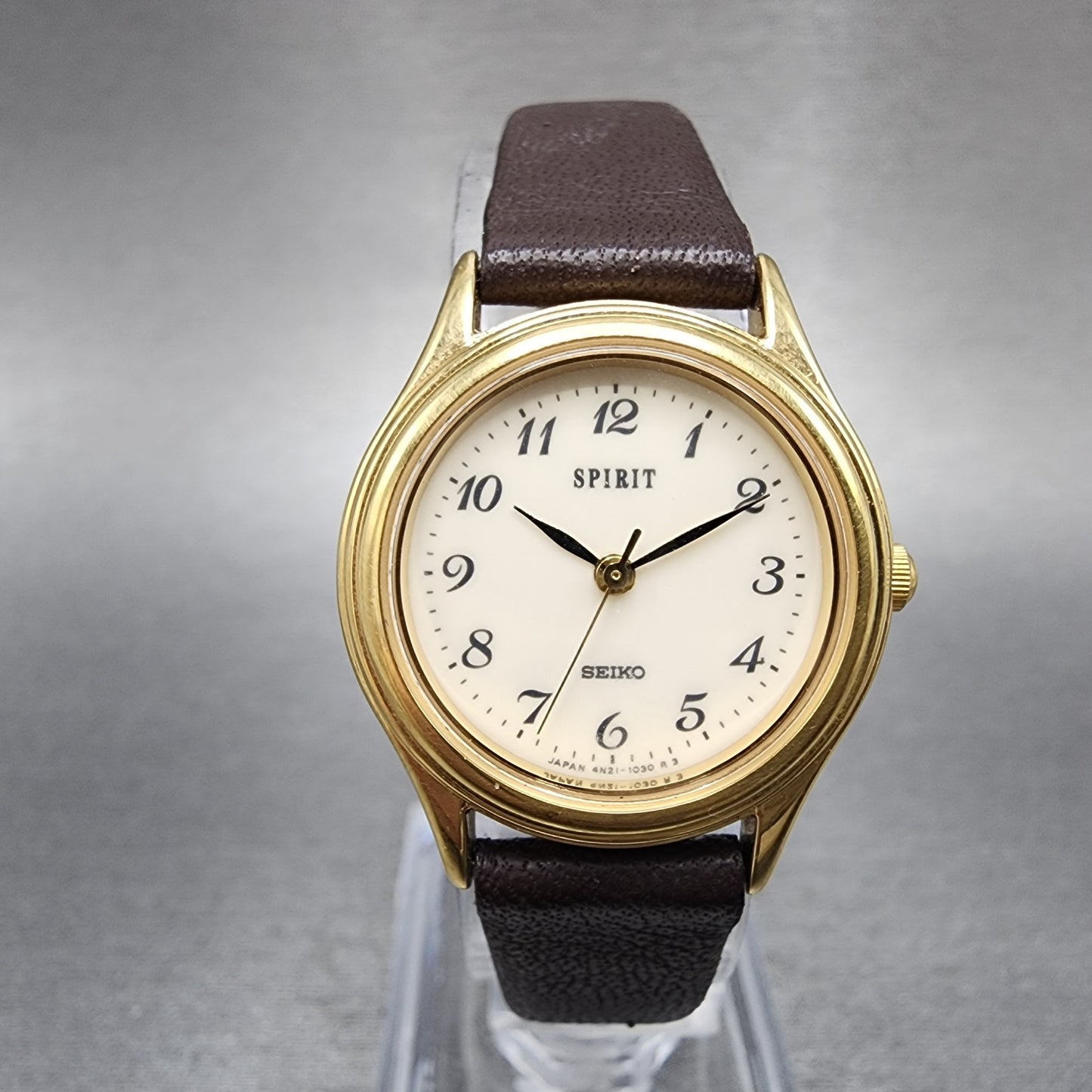 Seiko Spirit Watch Women 24mm White Dial Gold Tone 4n210540 New Battery0
