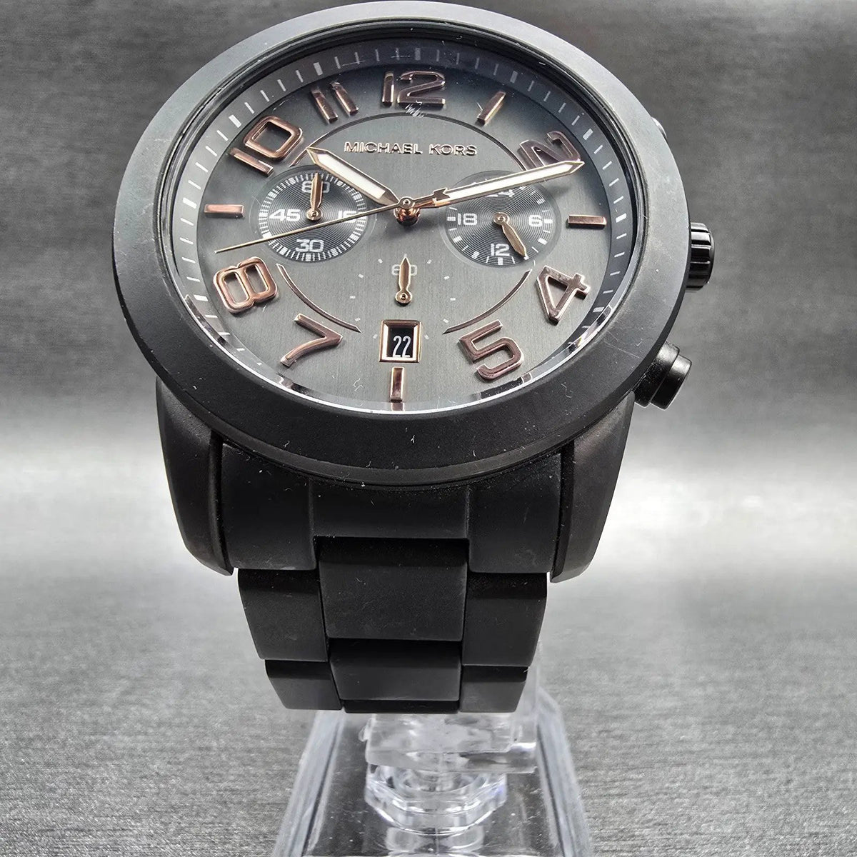 Michael Kors Mercer Watch Men 45mm Gray Dial Gray Chrono Date MK8330 New Battery7