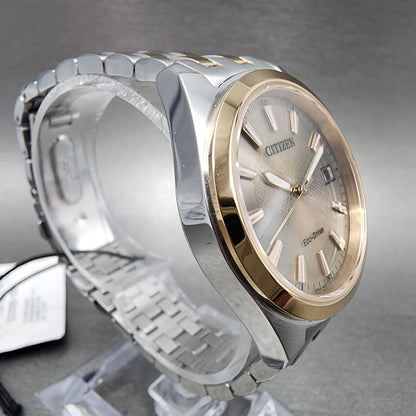 Citizen EcoDrive Peyton Watch Women Brown Dial Two Tone Date Bracelet E01226593