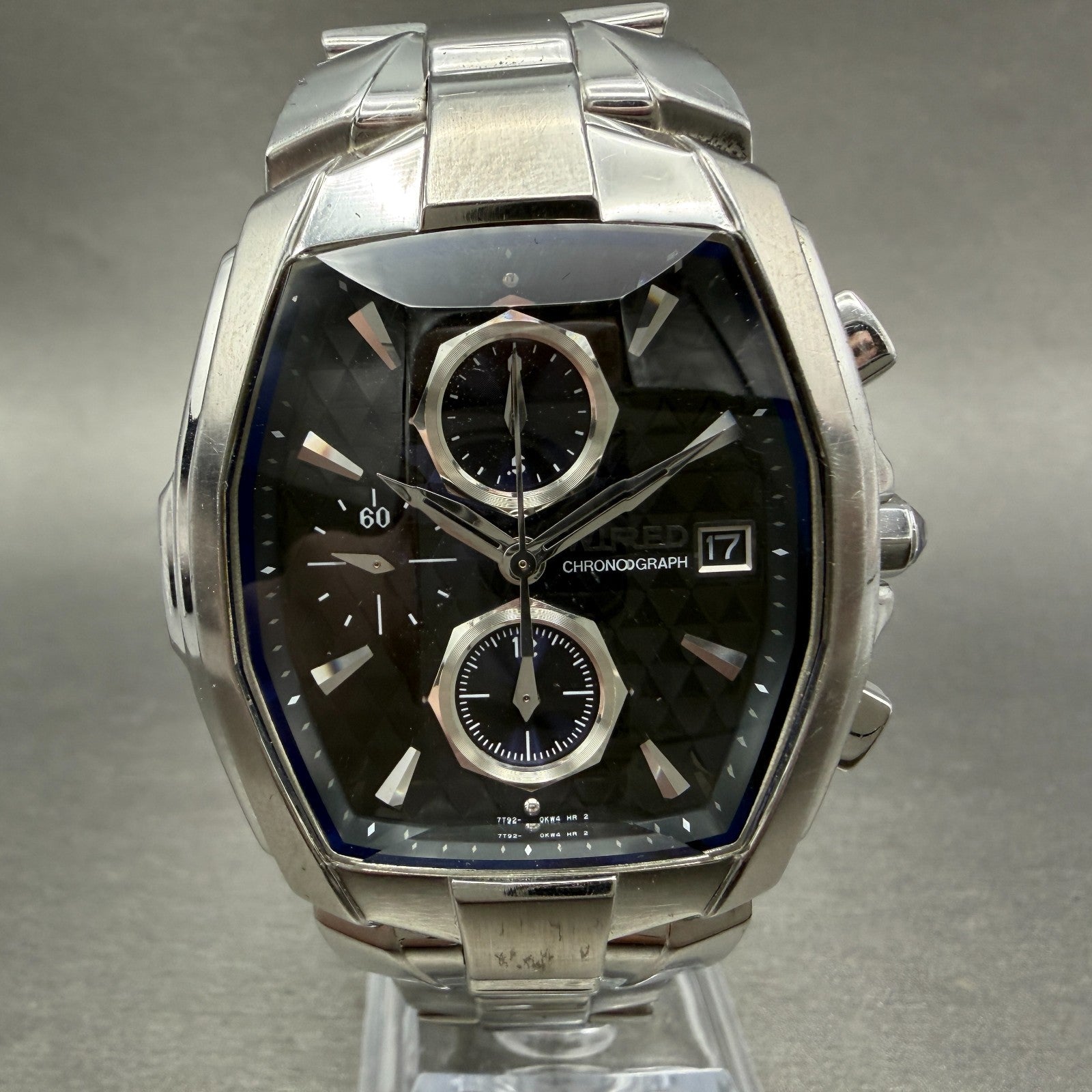 Seiko Wired Chronograph Watch Men 37mm Black Dial Steel Date 7T92-0HT0 New Batt0