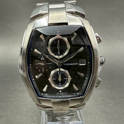 Seiko Wired Chronograph Watch Men 37mm Black Dial Steel Date 7T92-0HT0 New Batt0