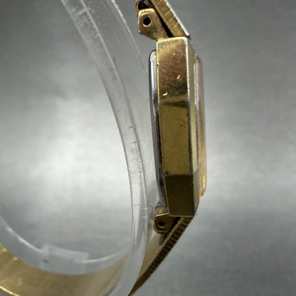 Seiko Watch Women 18mm Gold Dial Gold Tone Octagon 2C20-5840 New Battery VTG NMP3