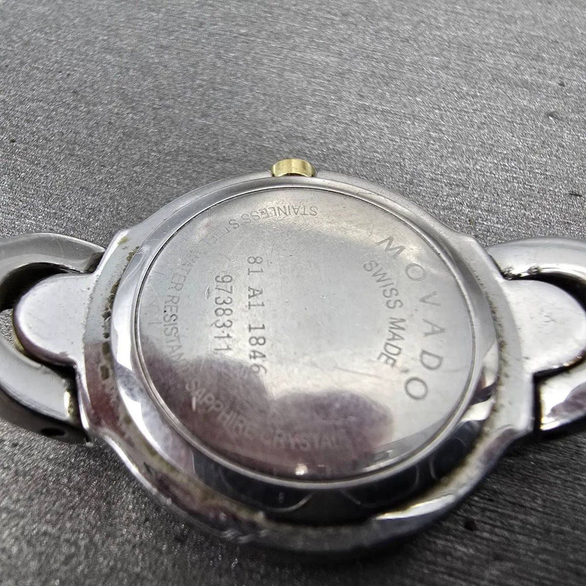 Movado Kara Watch Women 24mm Black Dial Two Tone Round 84-A1-1846 New Battery9