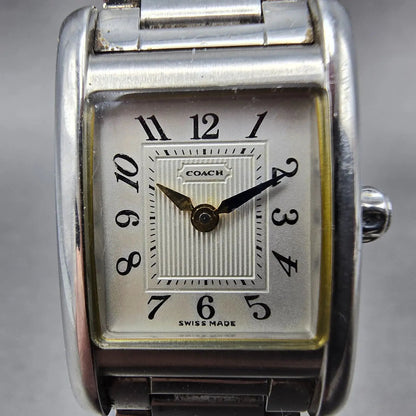 Coach Tank Watch Women 19mm Silver Dial Silver Tone Rectangle W002B PARTS2