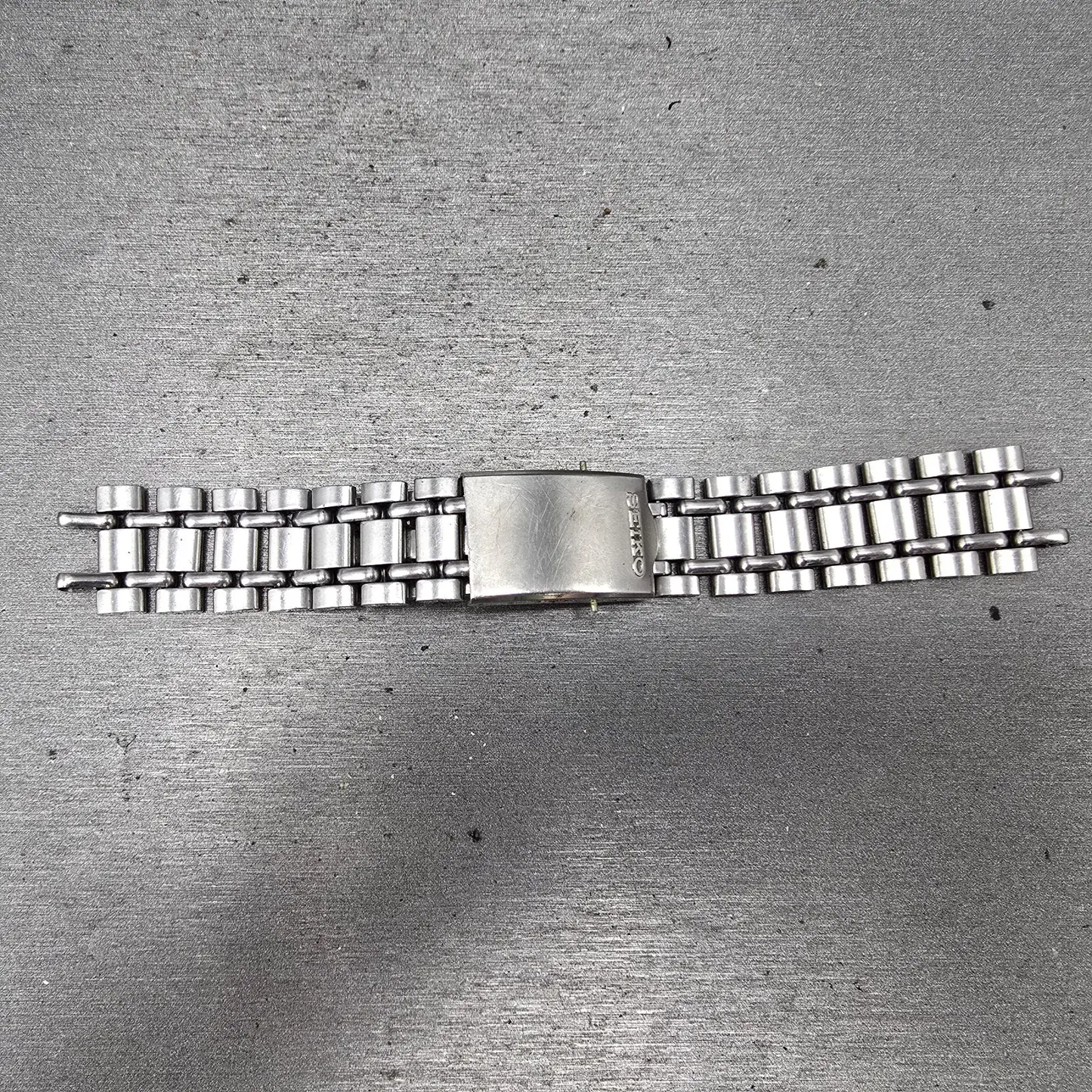 Seiko Bracelet 17mm Stainless Steel Silver Tone Tri Folding Clasp VTG Japan0