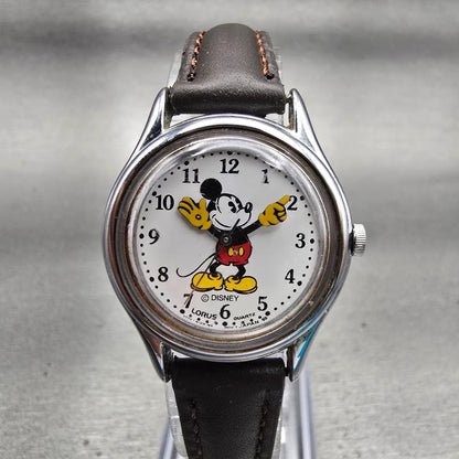 Lorus Mickey Mouse Watch Women 26mm White Dial Silver Tone V515-6080 New Battery0