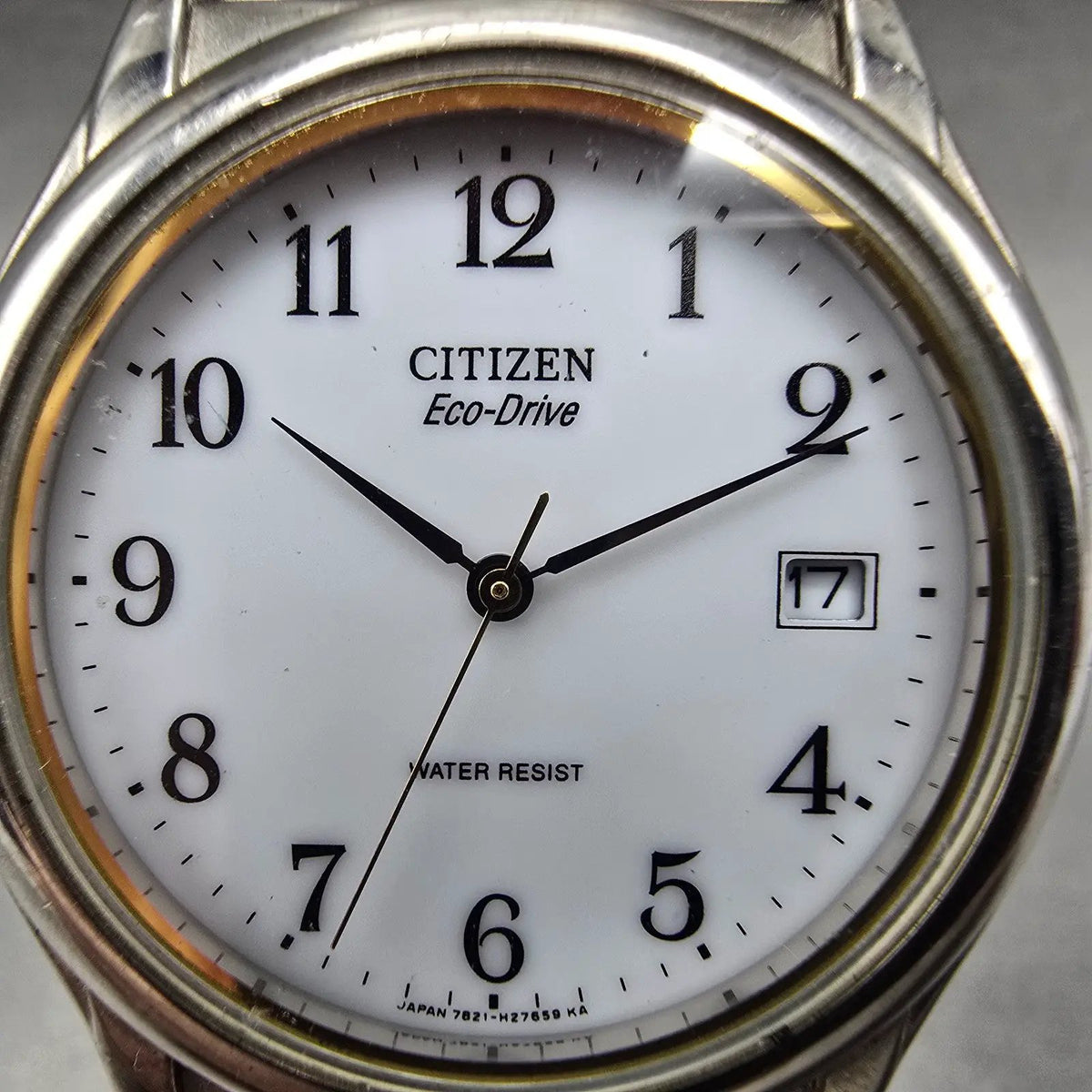 Citizen Eco-Drive Watch Men 35mm White Dial Two Tone Date Round 7821-L16975 Runs1