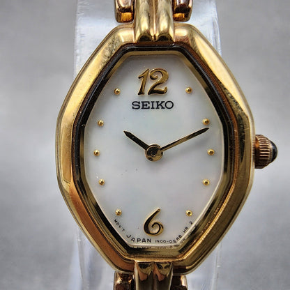 Seiko Watch Women 17mm MOP Dial Gold Tone Octagon 1n000ld0 New Battery1