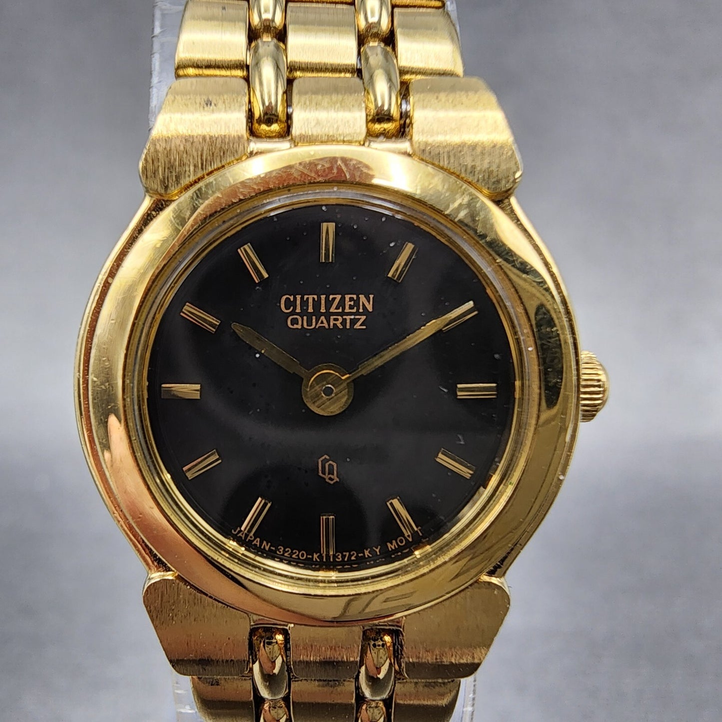 Citizen CQ Watch Women 20mm Black Dial Gold Tone Round 3220K02791 New Battery1