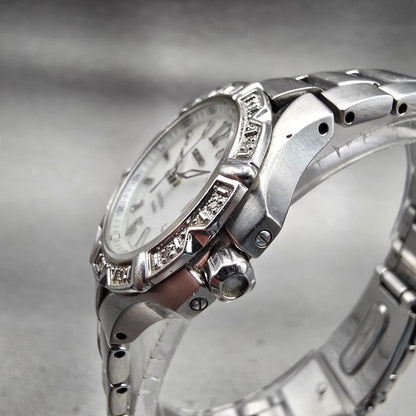 Seiko Coutura Watch Women 29mm MOP Dial Silver Tone Date Gemmed 7N82-0GD0 NewBat2