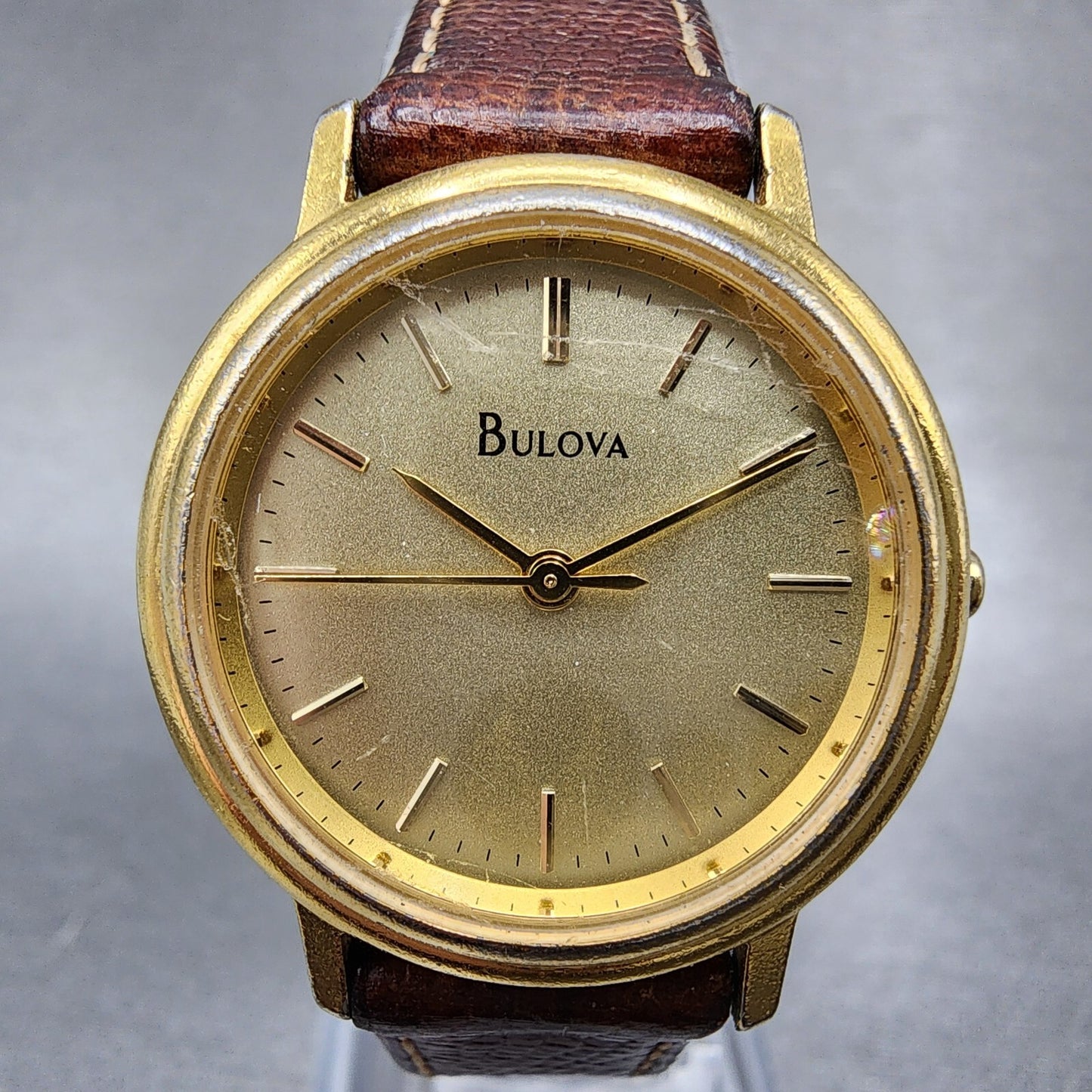 Bulova Watch Women 26mm Champagne Dial Gold Tone Round New Battery