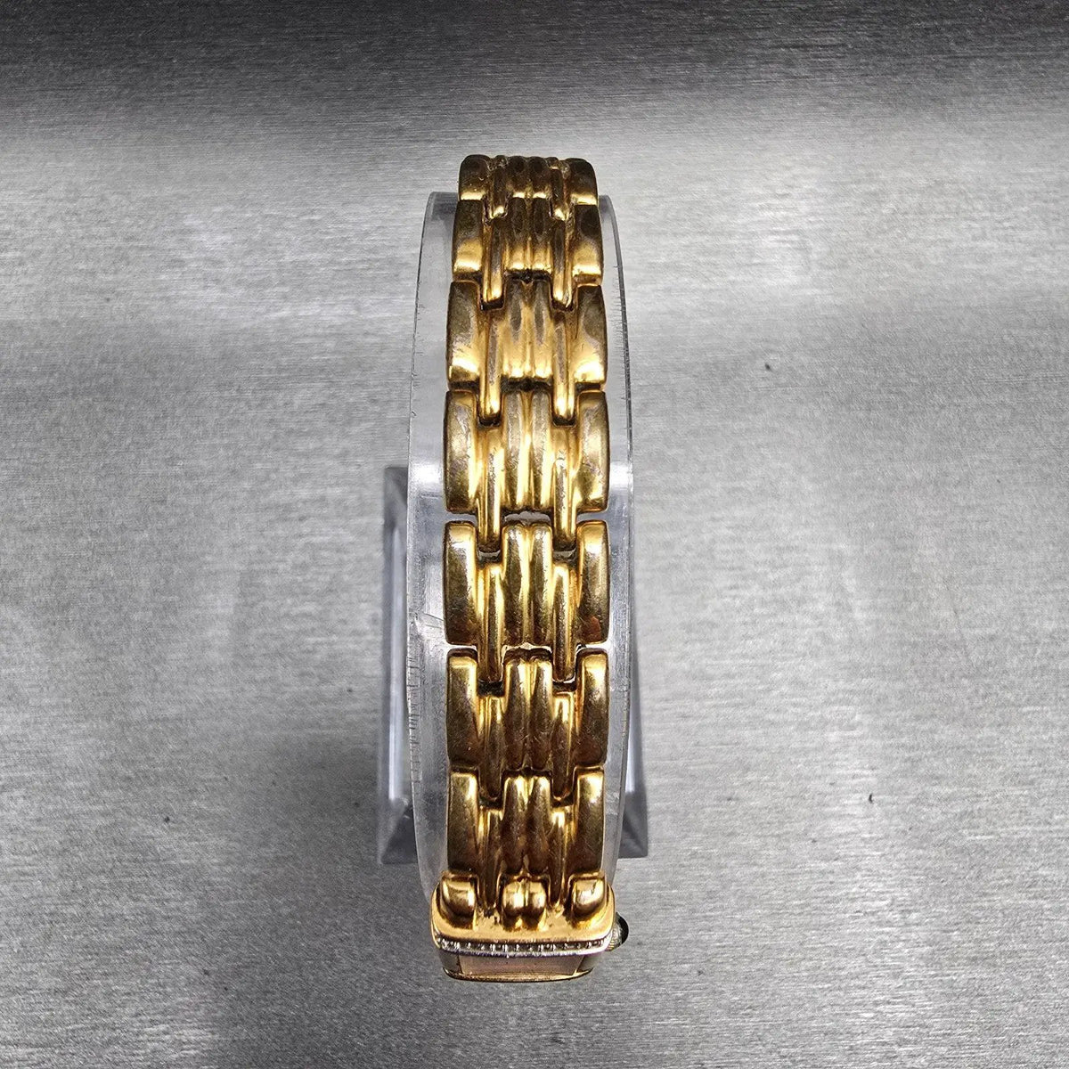 Seiko Watch Women 14mm Pink Dial Gold Tone Gemmed Rectangle 2E20-7191 New Batt4