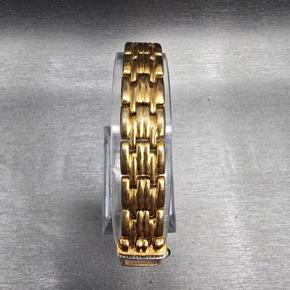 Seiko Watch Women 14mm Pink Dial Gold Tone Gemmed Rectangle 2E20-7191 New Batt4