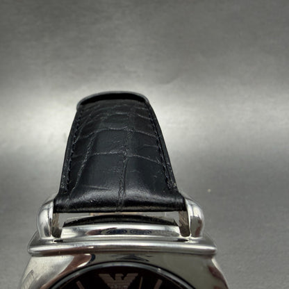 Emporio Armani Watch Men 41mm Black Dial Silver Tone Round AR-0263 New Battery4