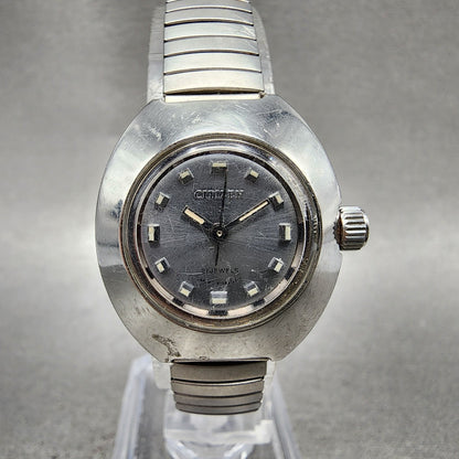 Citizen Watch Women 25mm Silver Dial Silver Tone Manual Wind Runs VTG0