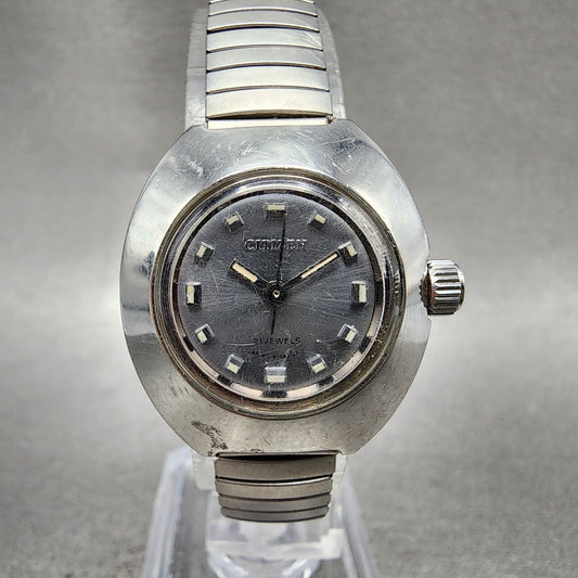 Citizen Watch Women 25mm Silver Dial Silver Tone Manual Wind Runs VTG0