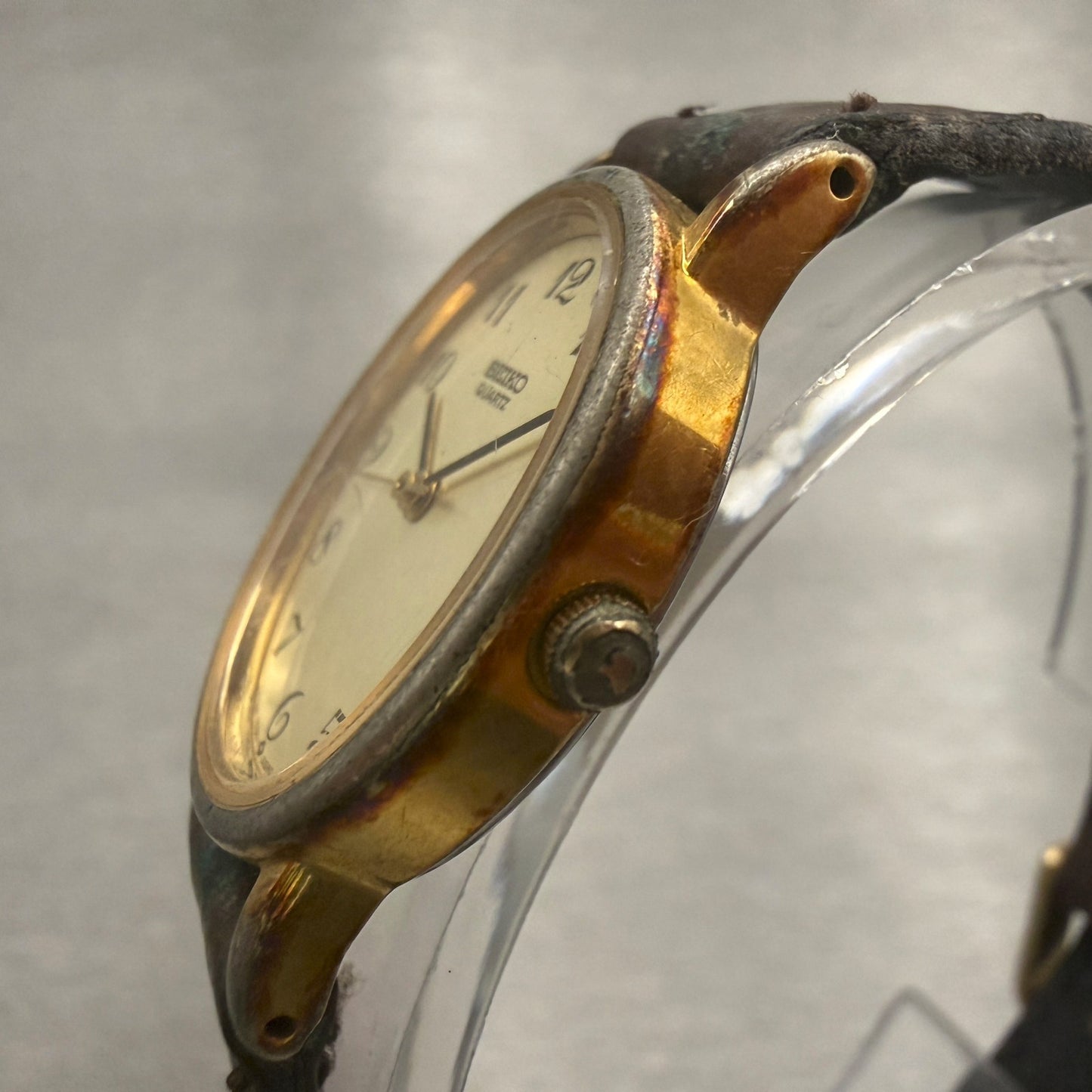 Seiko Watch Women 22mm Champagne Dial Gold Tone Oval 7321-5290 New Battery2