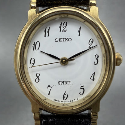 Seiko Spirit Watch Women 22mm White Dial Gold Tone 1f21-5b50 New Battery1