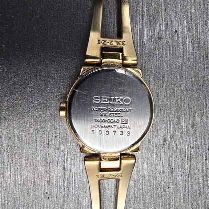 Seiko Watch Women 20mm MOP Dial Gold Diamonds Round 1N00-0GN0 New Battery10