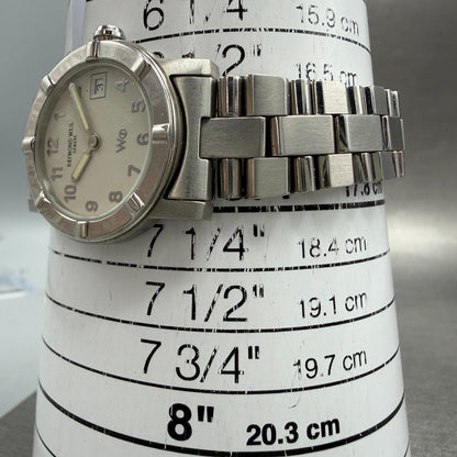 Raymond Weil W1 Watch Women 28mm White Dial Steel Date Round 3020 New Battery10
