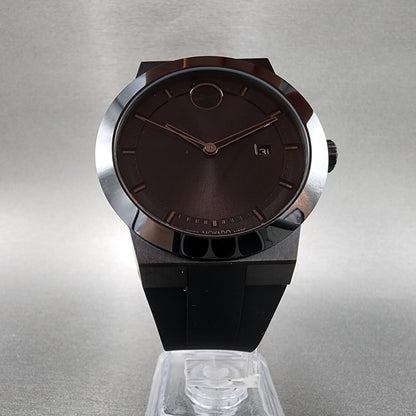 Movado Bold Fusion Watch Men 42mm Black Dial Black Tone Date Round Resin 3600839