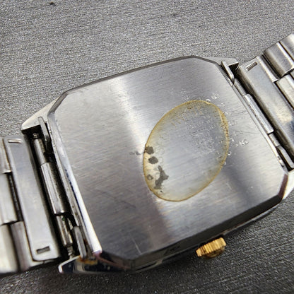 Seiko Watch Men 27mm Silver Dial Two Tone Date Round 65325320 READ! New Battery9