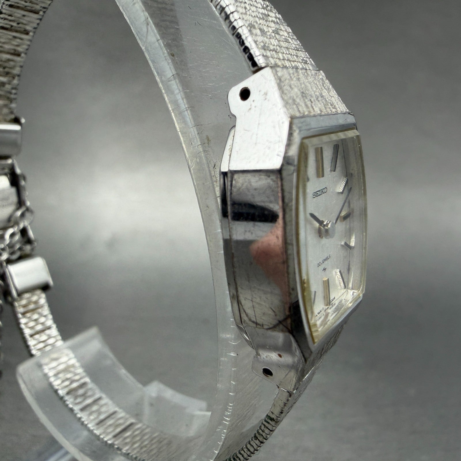 Seiko Tank Watch Women 17mm Silver Dial Silver Tone Manual 17-3280 Runs Vintage3