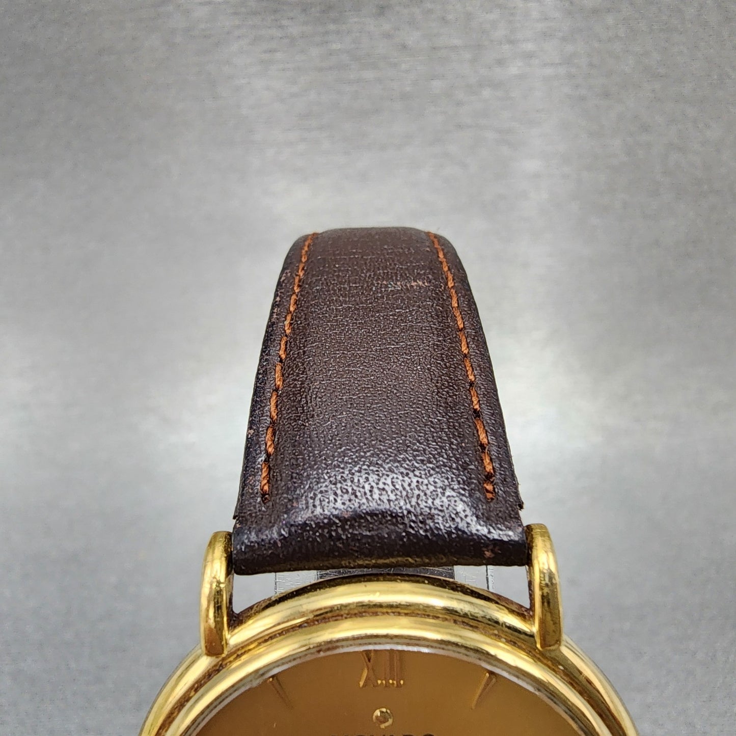 Movado Watch Men 34mm Gold Dial Gold Tone Round 87E40885 Leather New Battery4