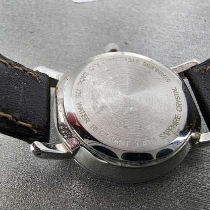 Swanson Watch Women 24mm Silver Dial Steel Date Round Leather New Battery