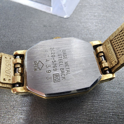Seiko Watch Women 16mm Brown Dial Gold Tone Octagon 2C205769 New Battery VTG9