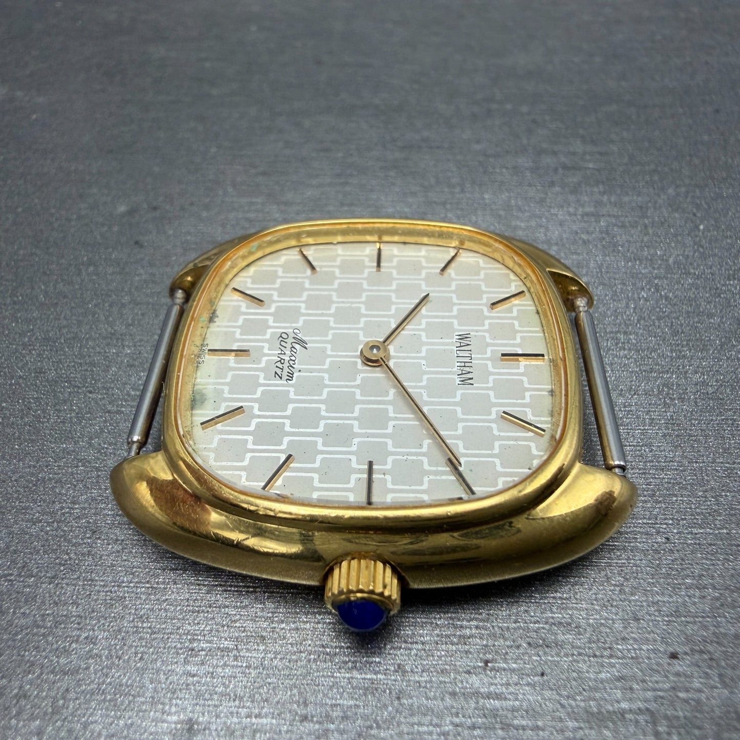 Waltham Maxim Watch Men 32mm Silver Dial Gold Plated Rectangle 2101020 PARTS6
