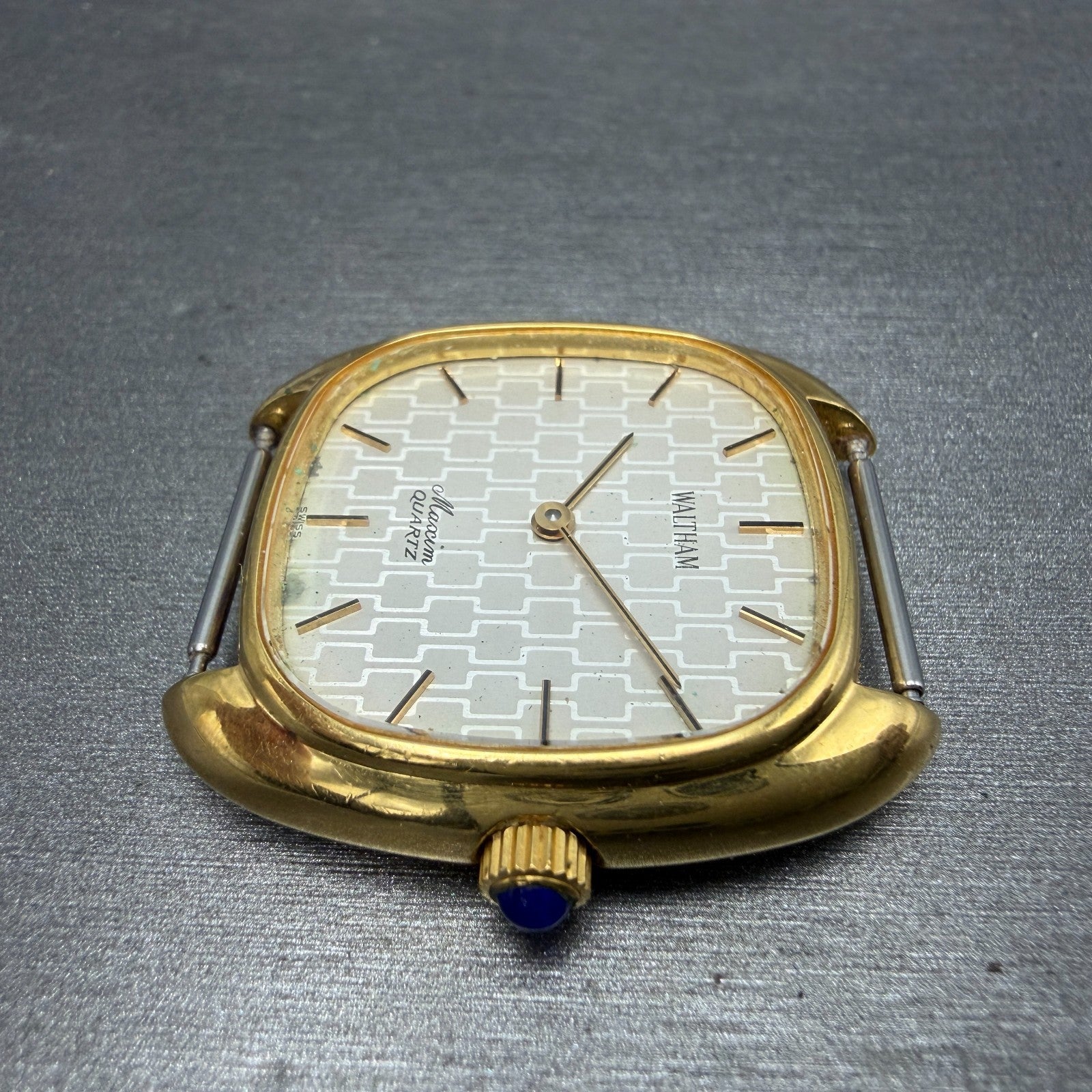 Waltham Maxim Watch Men 32mm Silver Dial Gold Plated Rectangle 2101020 PARTS6
